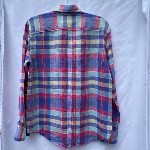 Ralph Lauren Womens Size S/P Button Down Madras shirt summer blue yellow red - Picture 3 of 4
